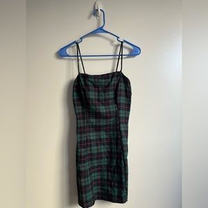 Green plaid preppy dress